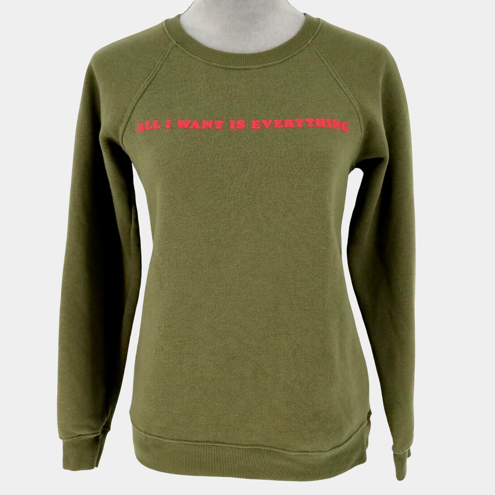 Billabong Sweatshirt Womens Small Green Pullover Top Red Spell Out Gorpcore